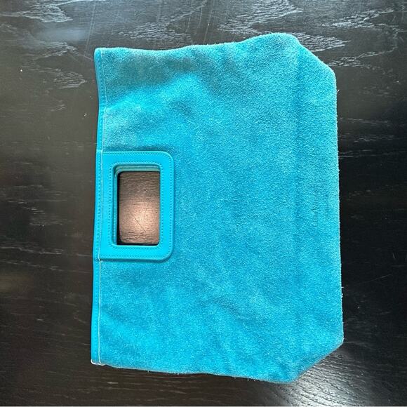 Blue Suede Handbag- clutch- leather- boho- color pop - western - Picture 10 of 11